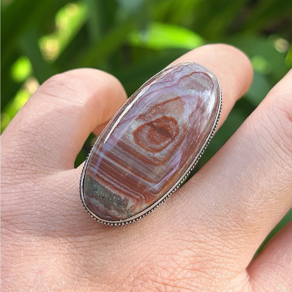 Size 6.75 925 silver‎ plated dolomite ring